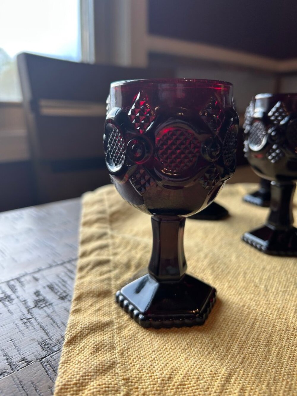 Vintage Avon 1876 Cape Cod Ruby Red Wine Goblet  set of 8   mini   holds  6oz - Picture 6 of 8